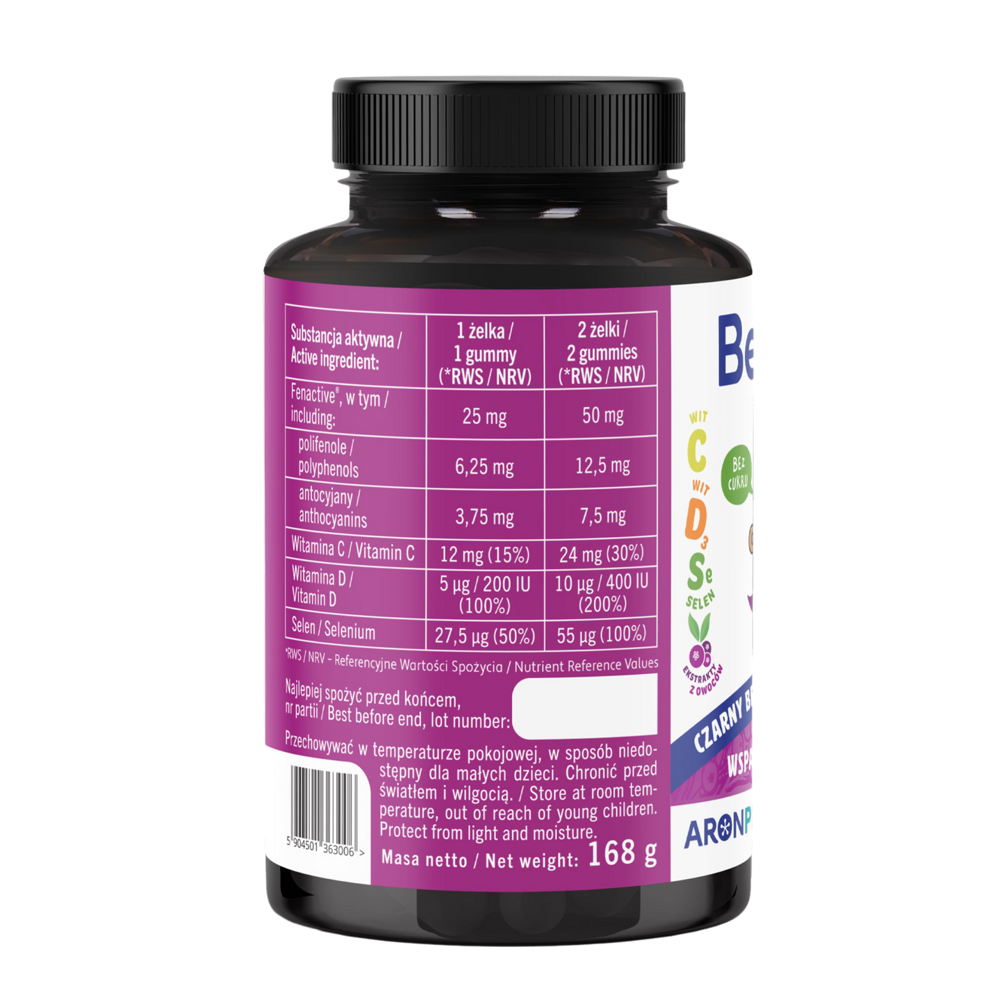 JELEURI COPII cu extract de aronia si soc negru, vitamina C, D si Seleniu, fara zahar - BERROXIN GUMMIES - 60 jeleuri de pectina®